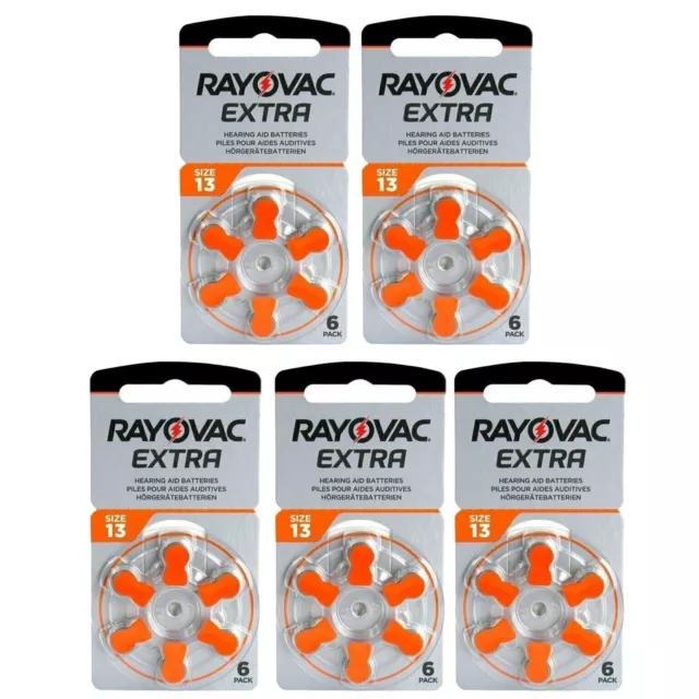 5 x Rayovac Extra Size 13 Hearing Aid Batteries 6 Pack