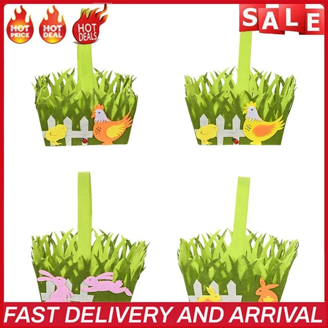 Cesta de Pascua portátil no tejida cubo de almacenamiento hogar fiesta adornos decoración