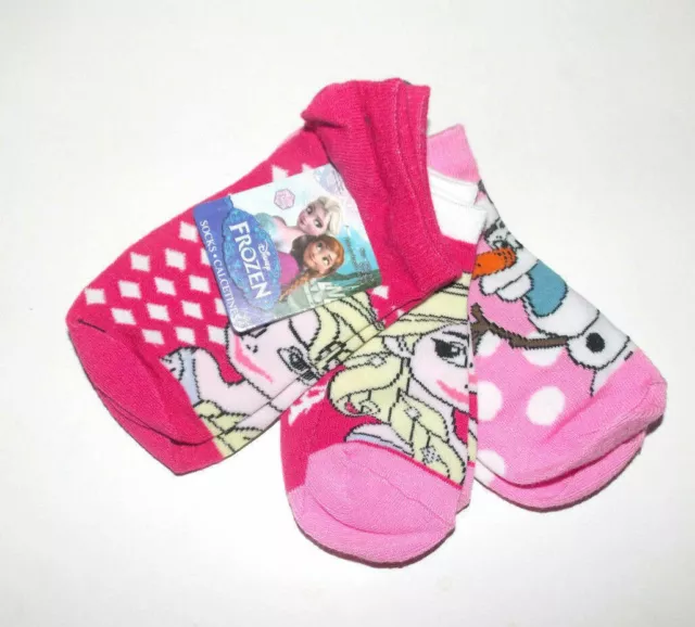 Disney Frozen 3 Pairs Girls Socks Elsa and Anna Red Pink Size 6-8 NWT