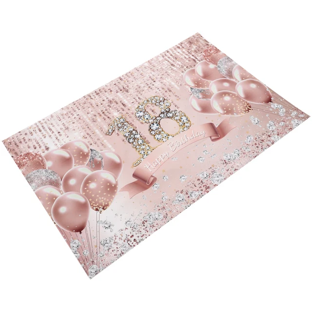 Striscione Compleanno Rosa E Oro - Decorazione Per Feste 180x110 Cm In Tessuto Poliestere | Adatto Per Interni Ed Esterni - Foto 5