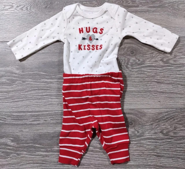 Carters Outfit Baby Girls Boys Newborn Hugs Kisses Pants and Bodysuit