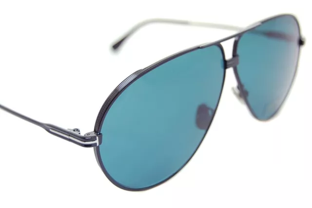 TOM FORD JET TF734-H 01N 64mm Men Large XL Square Pilot Sunglasses BLACK BLUE