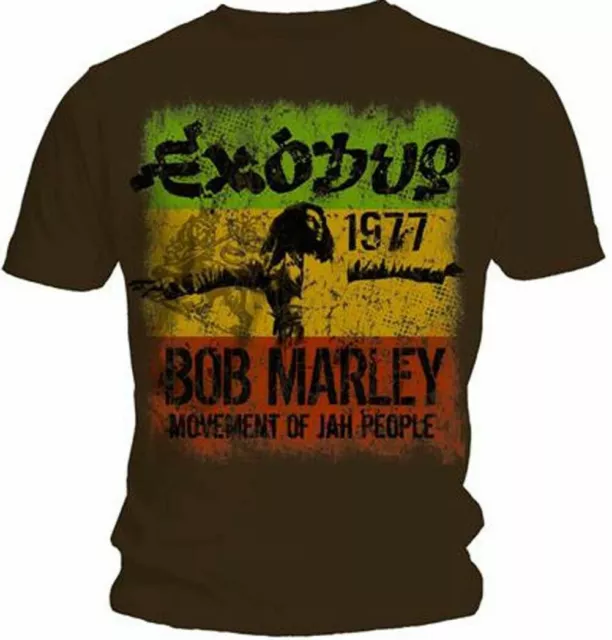 Official Bob Marley Exodus Movement Mens Brown T Shirt Bob Marley Classic Tee