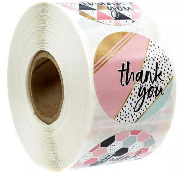 100 x Round THANK YOU Hand Made With Love Stickers Gift Food Craft Box Labels