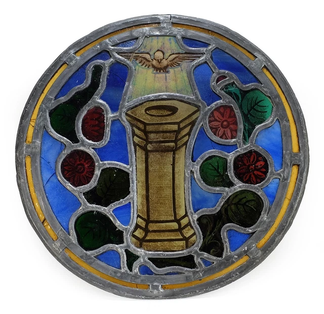 Antique 1930s Leaded Glass / Stained Glass Window Sample H.J. Smith Philadelphia 3