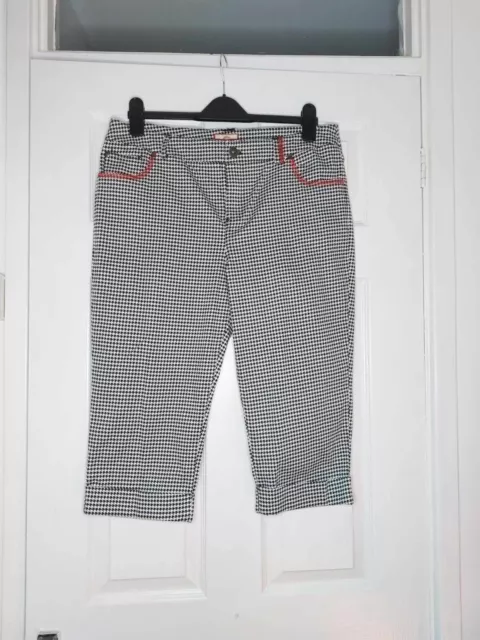 JOE BROWNS CAPRI Cropped Trousers Womens 10 Black White Houndstooth Trousers  £14.98 - PicClick UK
