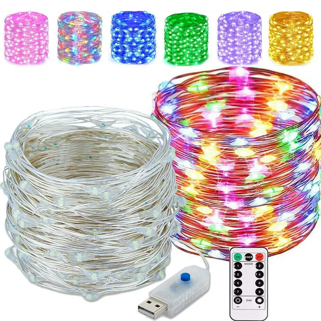USB Twinkle LED String Fairy Lights 100/200 LED Christmas Party Wedding Remote
