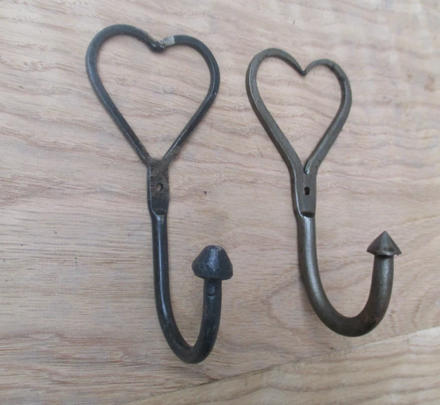 Hand Forged Blacksmith Vintage Heart Shaped Shaker Style Coat Hook