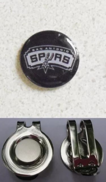 1 only SAN ANTONIO SPURS  GOLF BALL MARKER approx 25mm & HAT CLIP