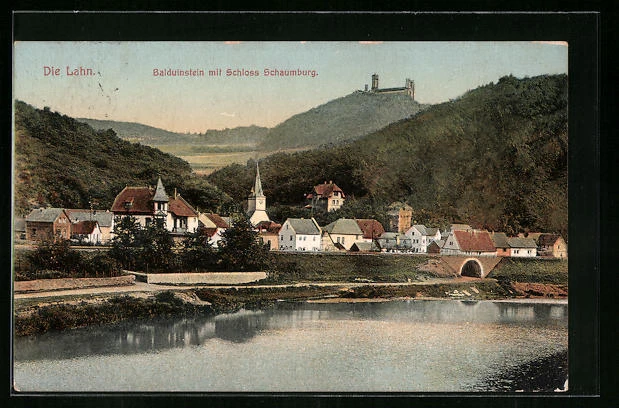 AK Balduinstein /Lahn, Ortsansicht mit Schloss Schaumburg