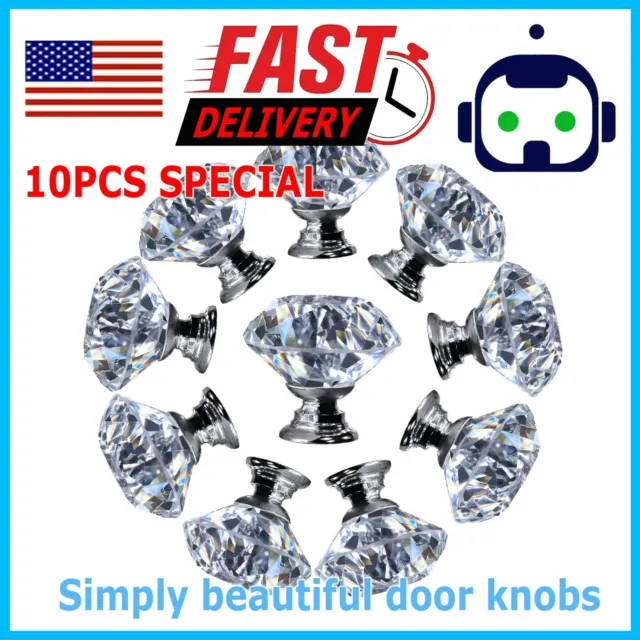 Crystal Knob Diamond Shape Acrylic Glass Drawer Cabinet Pull Handle Dresser 30mm