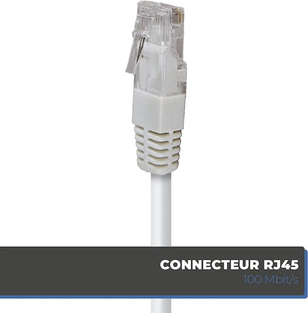 Câble RJ45 Coaxial pour Prise Murale TV de Qualité Supérieure - Transmission Claire de Signaux Analogiques et Numériques, Connecteur Blindé 9,52 mm - 2 Mètres