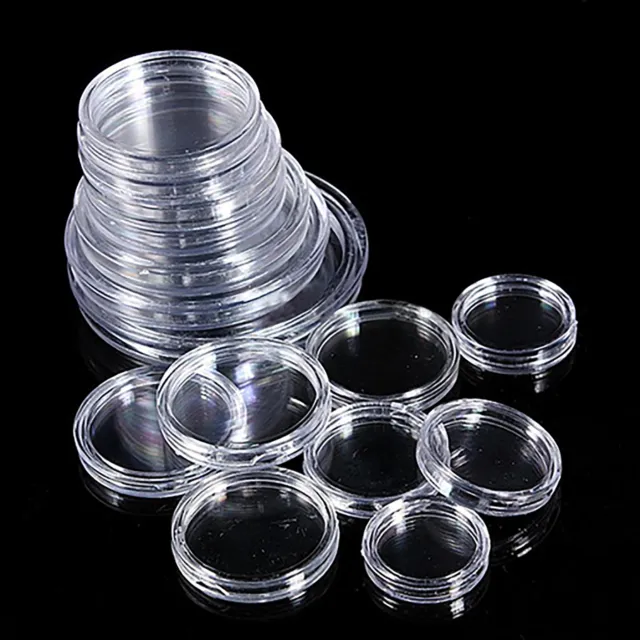 10Pcs Coin Storage Boxes Case Capsules Holder Clear Plastic Round 18-50MM