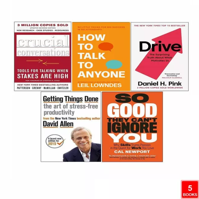 How to Talk to Anyone,Getting Things,Crucial Conversations,Drive 5 Books Set