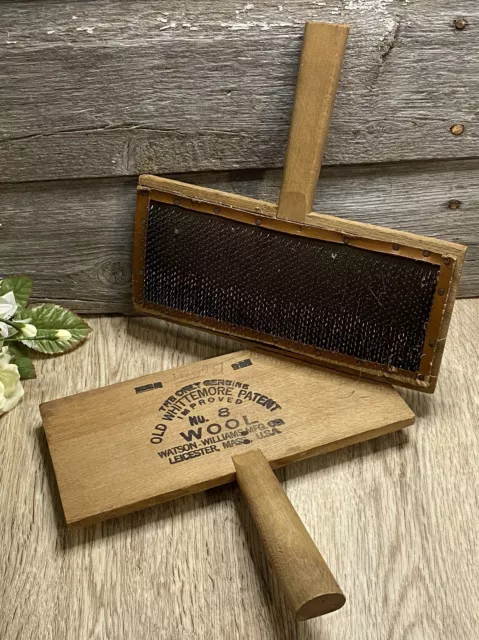 vintage Old Whittemore patent no 8 Wool Carder paddle brush nice home decor  item