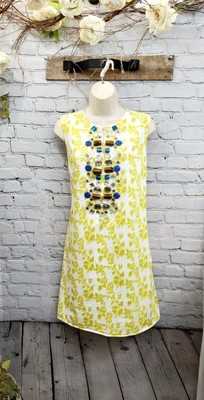 Kas New York Toby Floral Jewel Beaded Sleeveless Shift Dress Neiman Marcus Large