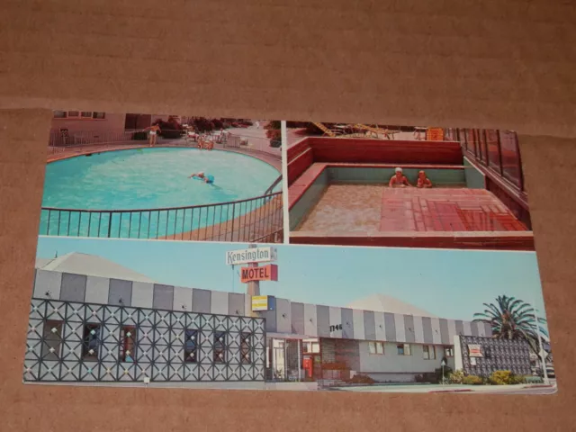 SANTA MONICA CA - KENSINGTON MOTEL - SWIMMING POOL - 1960's POSTCARD
