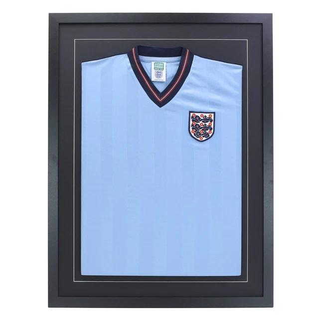 Vivarti DIY taps toelopende baby standaard sport shirt display frame voor voetbalshirt, rugby shirt, band t-shirt schaduw doos - 40 x 50 cm - wit frame, zwart binnenframe, witte achterkant kaart