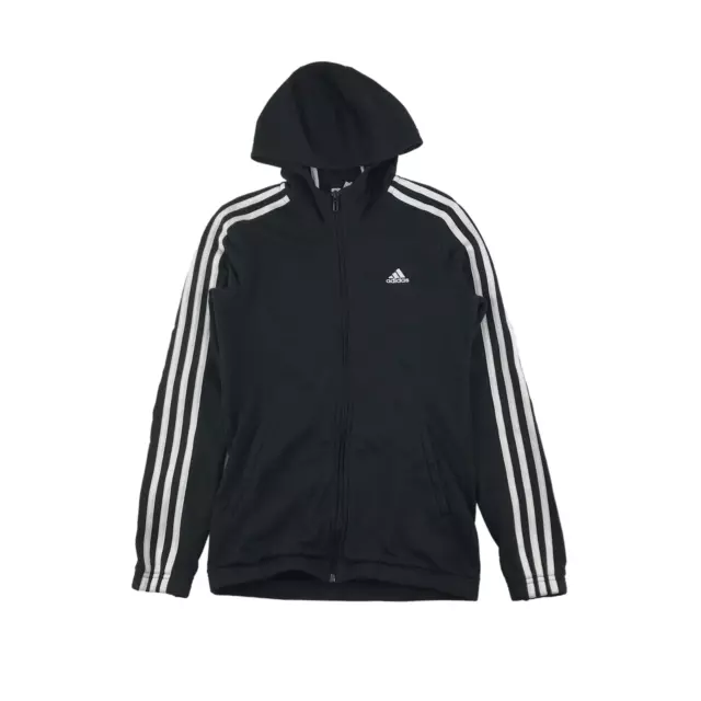 Felpa con cappuccio Adidas età 13 nera cerniera e tasche