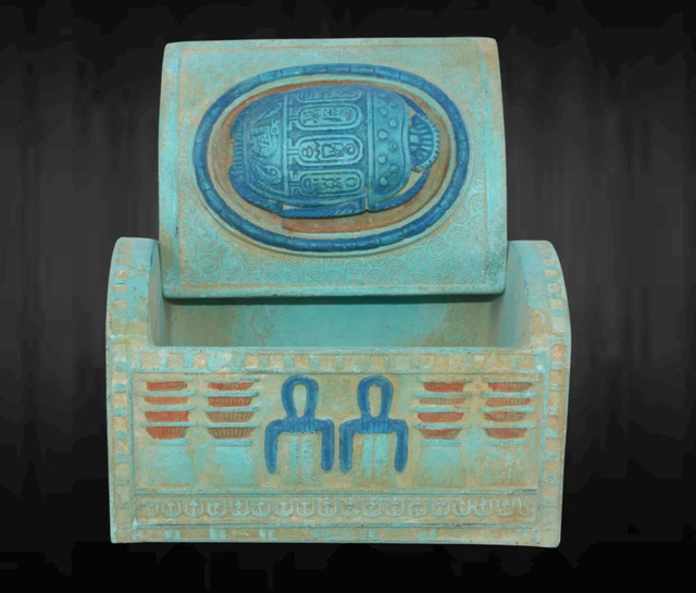 RARO ANTIGUO EGIPCIO FARAÓNICO ANTIGUO Caja de escarabajo de joyería -...
