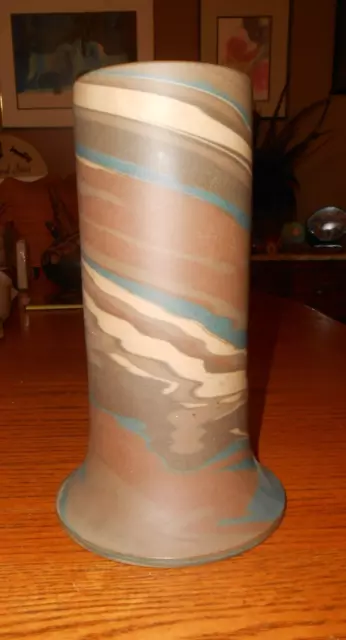 Vintage Signed Niloak Mission Swirl 8" Vase 1st Art Mark--1910-1924--Flared Base 3