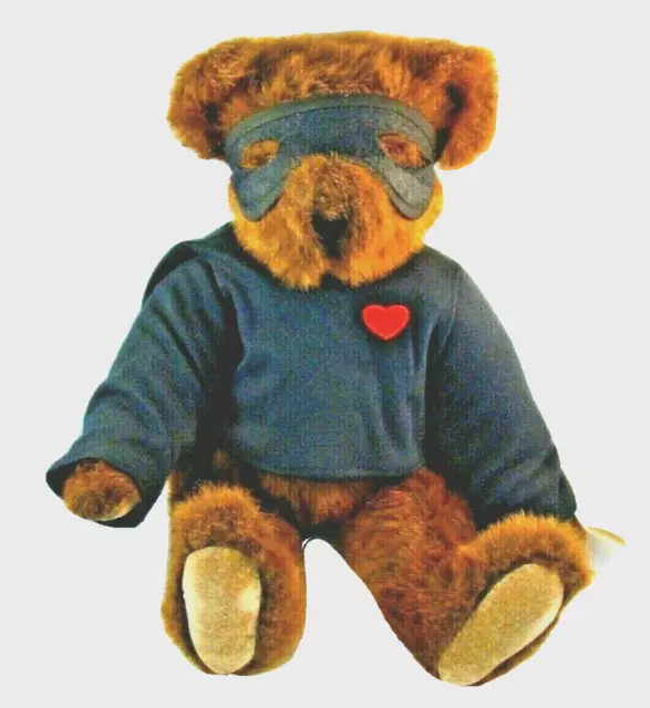 Vermont Teddy Bear Company Fully Jointed Brown 16" Vintage 1995 Heart Shirt