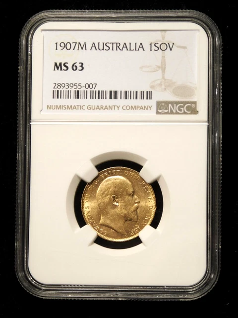 1907 Melbourne Australia Gold 1 Sovereign - NGC MS63