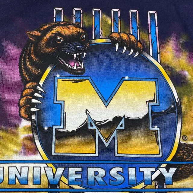 Vintage University of Michigan Wolverines T-Shirt Size Large Big Blue NCAA NOS