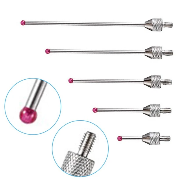 Stylet Sonde Tactile CMM 6 Mm Pointe Boule Rubis Tige Céramique M4 - Pour Machine CNC