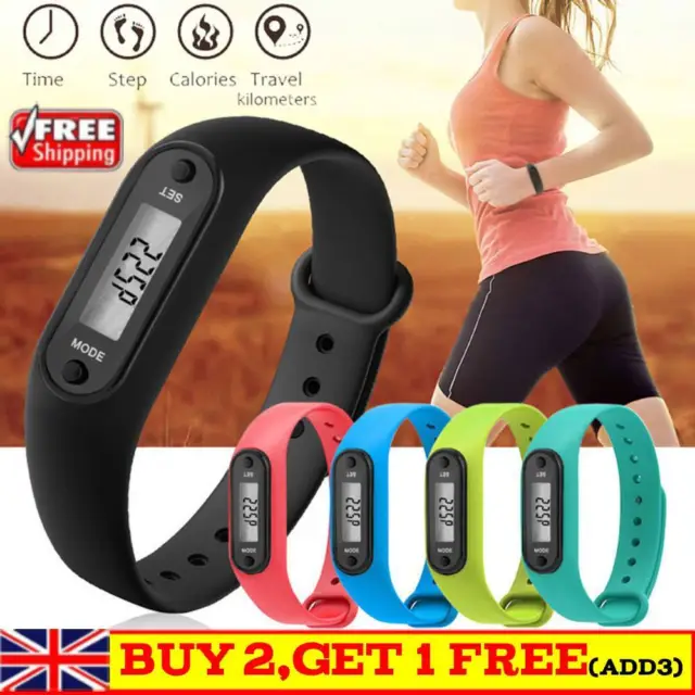 Fitness Tracker LCD Digital Pedometer Walking Step Calorie Counter Wrist Watch