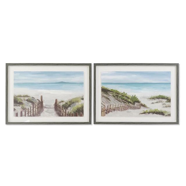 Cadre DKD Home Decor Plage méditerranéen (70 x 3,3 x 50 cm) (2 Unités)