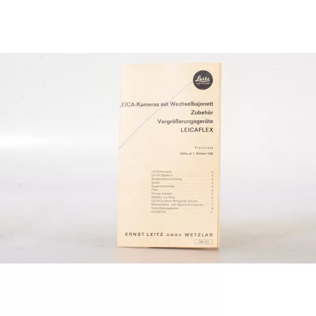 Leitz / Leica Preisliste 01.10.1966 Prospekt / Broschüre / Heft / Leaflet / DE