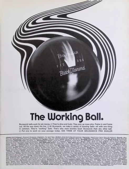 Print Ad 1960's Brunswick Black Diamond Bowling Ball Crown Jewel Christmas Gifts