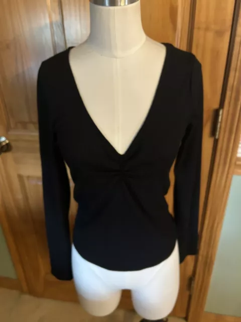 FOREVER 21 Pullover Top Women Junior Large Black Long Sleeve Ribbed