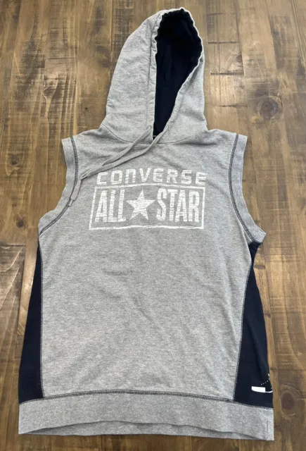 Converse All Star Size S Small Grey Sleeveless Pullover Sports Hoodie