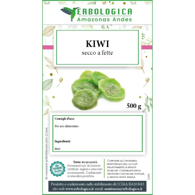 Kiwi a fette secco, ottima fonte di vitamina C, K ed E