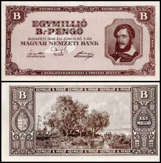1 Million Hungary B.- Pengo Banknote, 1946, P-134, XF-Extremely Fine - Hungary
