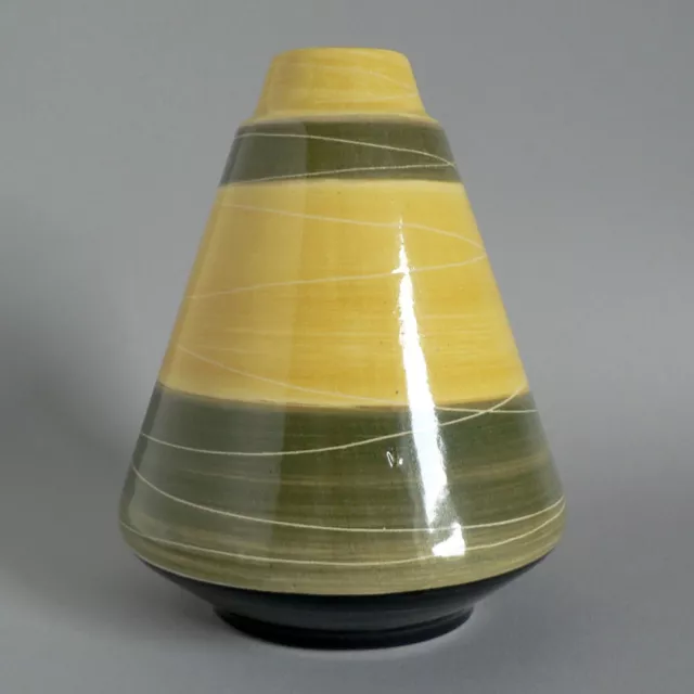 Kilrush Ceramics 7.5" Jug Vase 1008/18 Rare Shape Conical Yellow Green Black Mcm 3