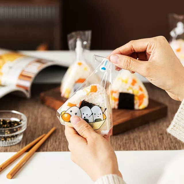 50pcs Lovely Cartoon For Triangle Rice Ball Disposable Packaging Bag Nori On SN❤