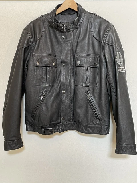 BELSTAFF Men's $1495 Brooklands Black Hand Waxed Leather Motorcycle Jacket sz: L