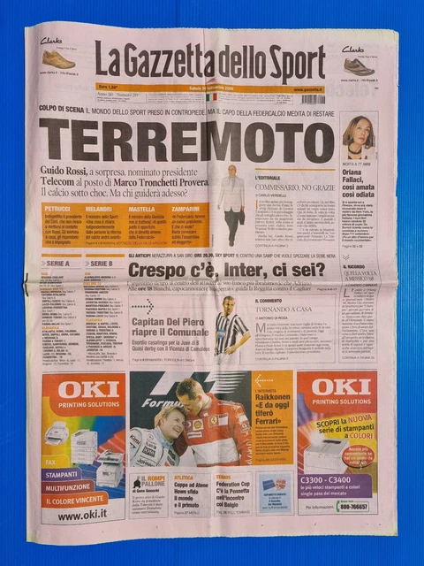 GAZZETTA DEPORTE 16 Septiembre 2006 Muerte Oriana Fallaci -guido