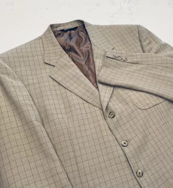 Burberrys Wool Jacket Blazer Suit Coat Tan Brown Check Windowpane USA Mens 48R