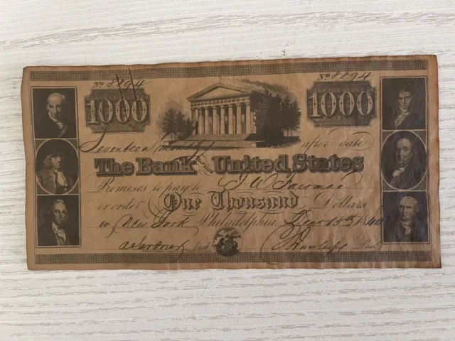 Antique Bank Note $1,000 1840