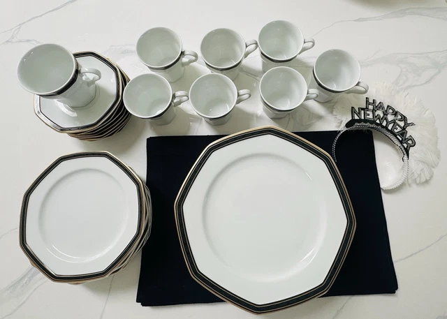 CHRISTOPHER STUART CHINA BLACK DRESS y0009 pattern 28 piece SET SERVICE $129.00