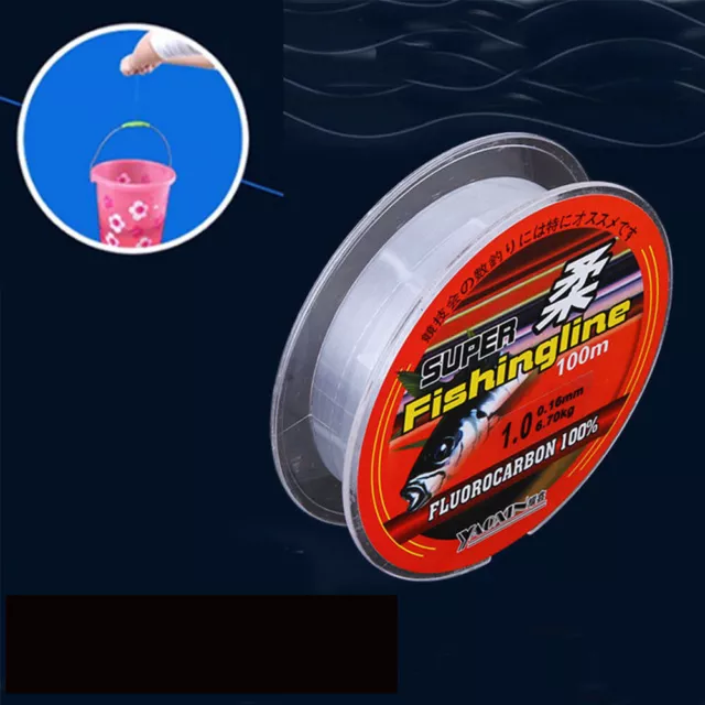 Fishing Line Tackle Fluorocarbon Super Strong  100m Nylon Transparent