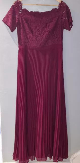 New OASIS Holly Lace Top Burgundy Maxi Dress Size UK 14 Wedding Bridal Wear