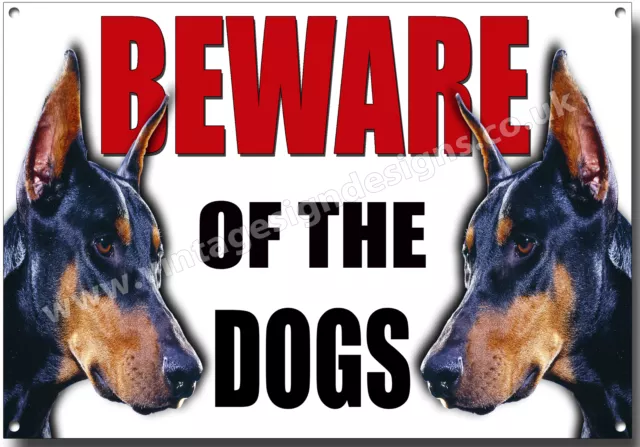 Doberman Beware Of The Dogs Metal Sign,Security,Warning,Guard Dog Sign.a3