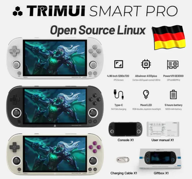 Trimui Smart Pro Console Gioco Portatile 4.96 Pollici IPS Grigio