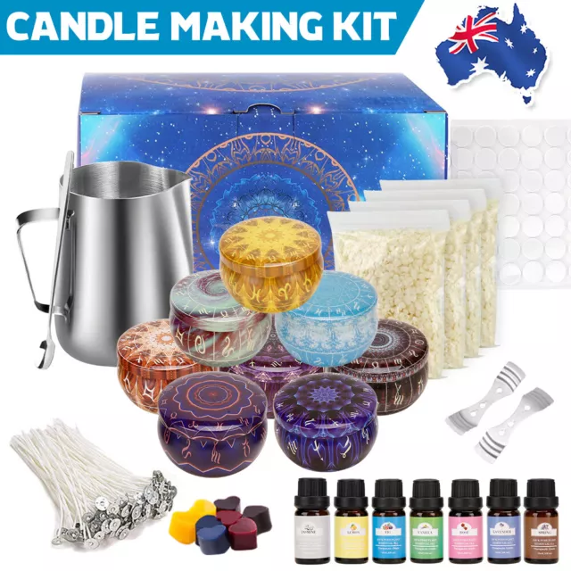 138X Candle Making Kit DIY Candles Wicks Craft Tool Pouring Pot Oil Dye Wax Tin