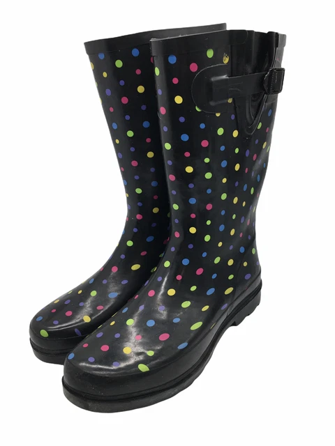Western Chief Women’s Rainbow Polkadot Waterproof Rain Boots Size 10M